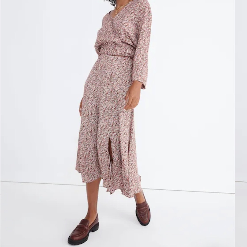 Madewell Pink Floral Midi Skirt